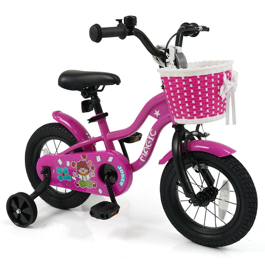 12 Inch Kids Bike with Training Wheels for Aged 3-4 Years Old - Magic Rose, Rose Red Kids Bike Rose Red at Gallery Canada