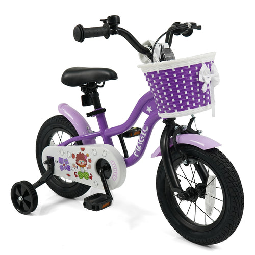 12 Inch Kids Bike with Training Wheels for Aged 3-4 Years Old - Magic Purple, Purple