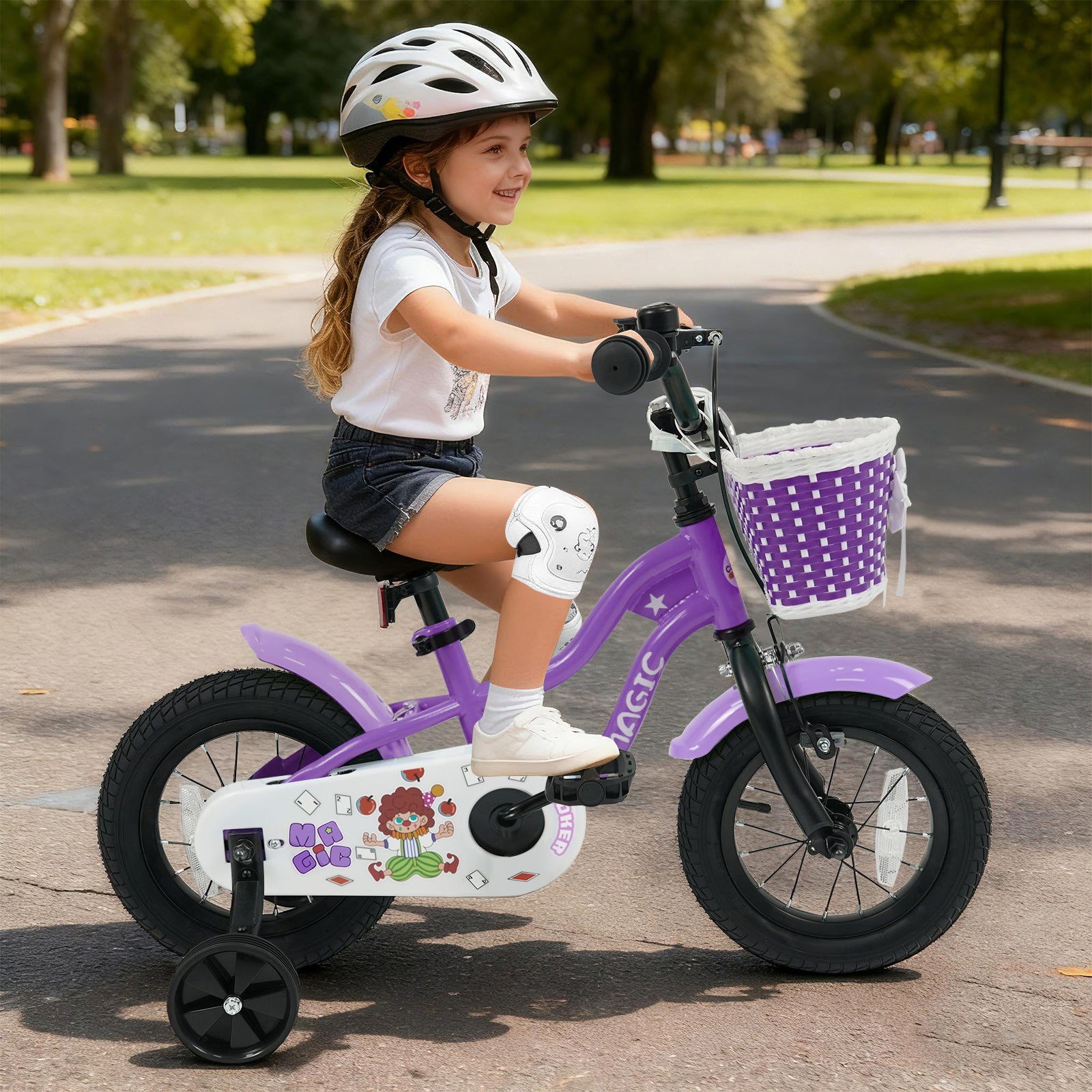 12 Inch Kids Bike with Training Wheels for Aged 3-4 Years Old - Magic Purple, Purple Kids Bike at Gallery Canada