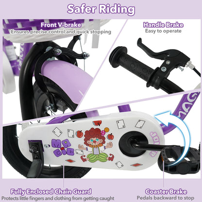 12 Inch Kids Bike with Training Wheels for Aged 3-4 Years Old - Magic Purple, Purple Kids Bike at Gallery Canada