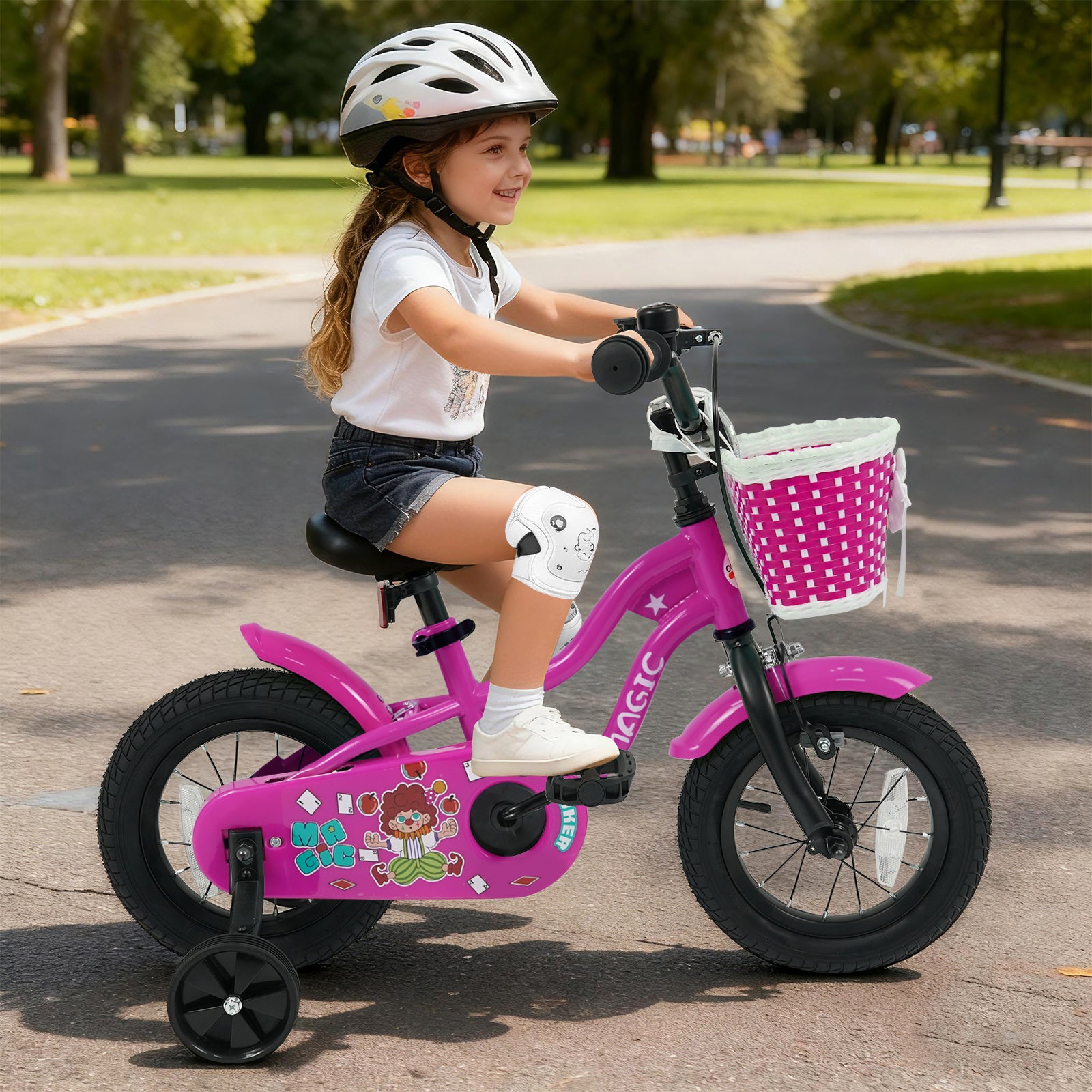 12 Inch Kids Bike with Training Wheels for Aged 3-4 Years Old - Magic Rose, Rose Red Kids Bike at Gallery Canada