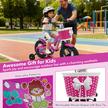 12 Inch Kids Bike with Training Wheels for Aged 3-4 Years Old - Magic Rose, Rose Red Kids Bike at Gallery Canada