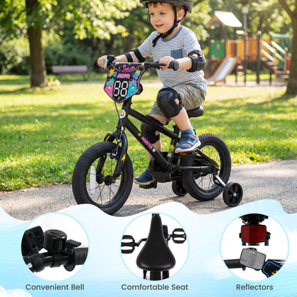 12 Inch Kids Bike with Training Wheels for Ages 3-4 Years Old Black- Street Art Time, Black Kids Bike at Gallery Canada