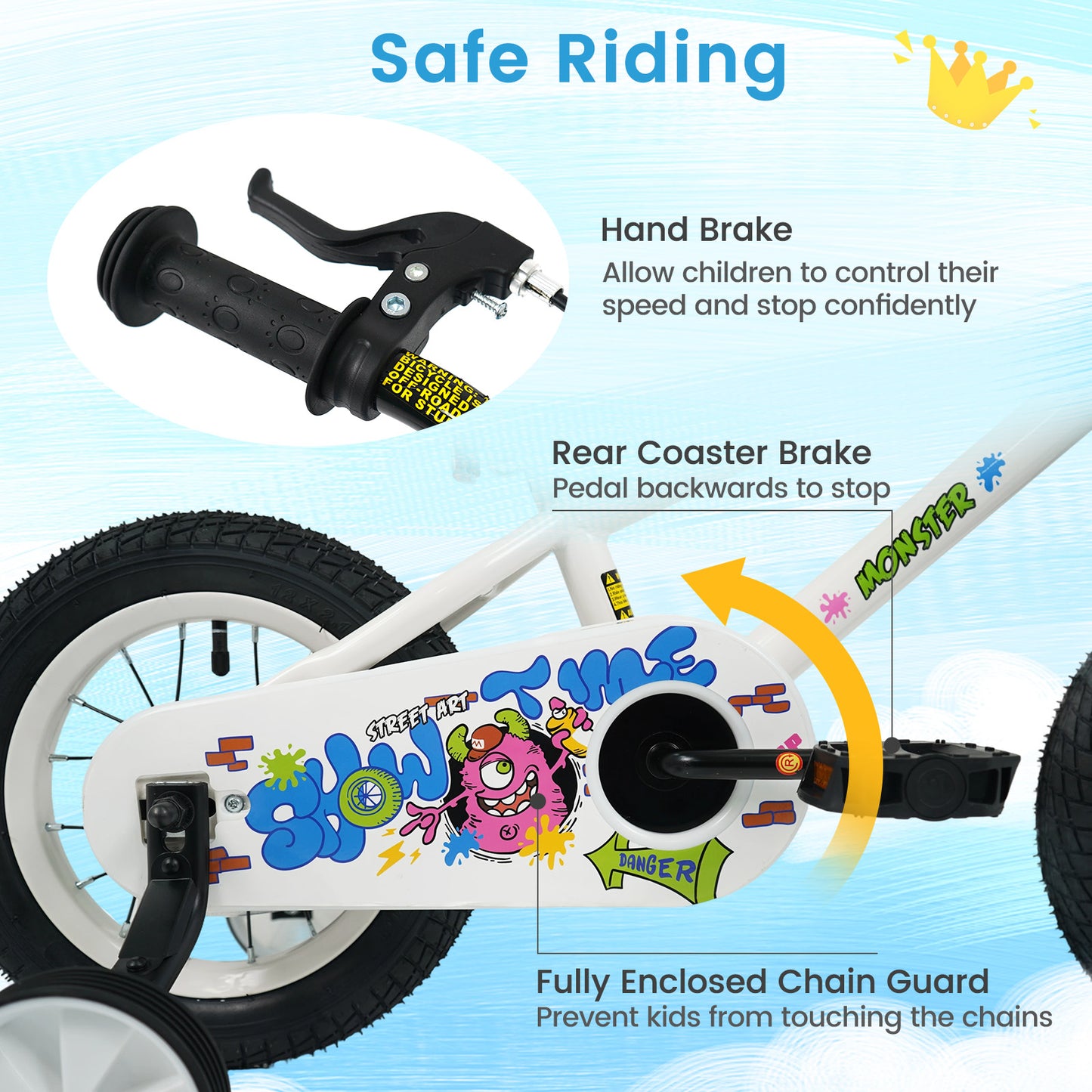 12 Inch Kids Bike with Training Wheels for Ages 3-4 Years Old White- Street Art Time, White Kids Bike at Gallery Canada