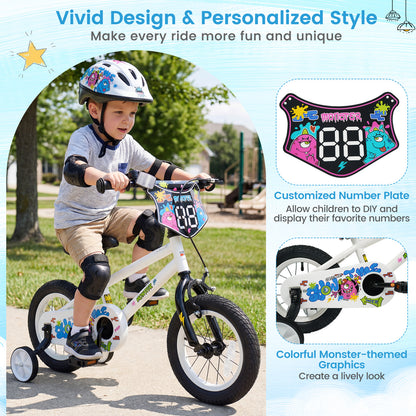 12 Inch Kids Bike with Training Wheels for Ages 3-4 Years Old White- Street Art Time, White Kids Bike at Gallery Canada