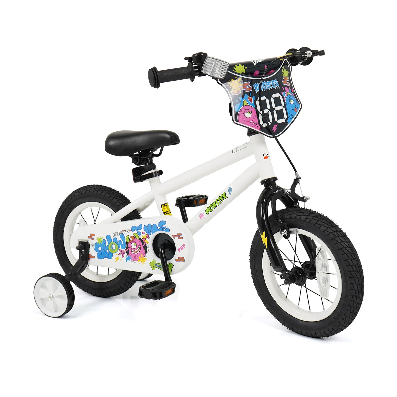 12 Inch Kids Bike with Training Wheels for Ages 3-4 Years Old White- Street Art Time, White Kids Bike at Gallery Canada