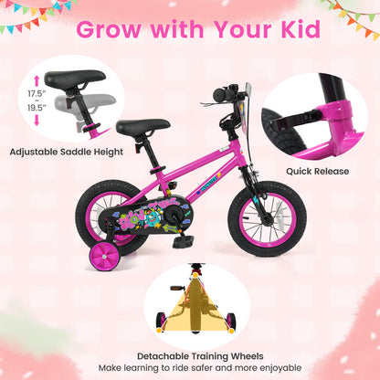 12 Inch Kids Bike with Training Wheels for Ages 3-4 Years Old Pink- Street Art Time, Pink Kids Bike at Gallery Canada