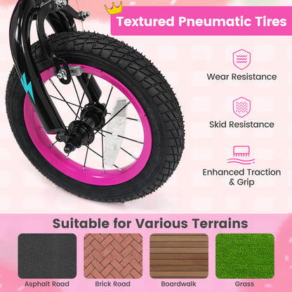 12 Inch Kids Bike with Training Wheels for Ages 3-4 Years Old Pink- Street Art Time, Pink Kids Bike at Gallery Canada