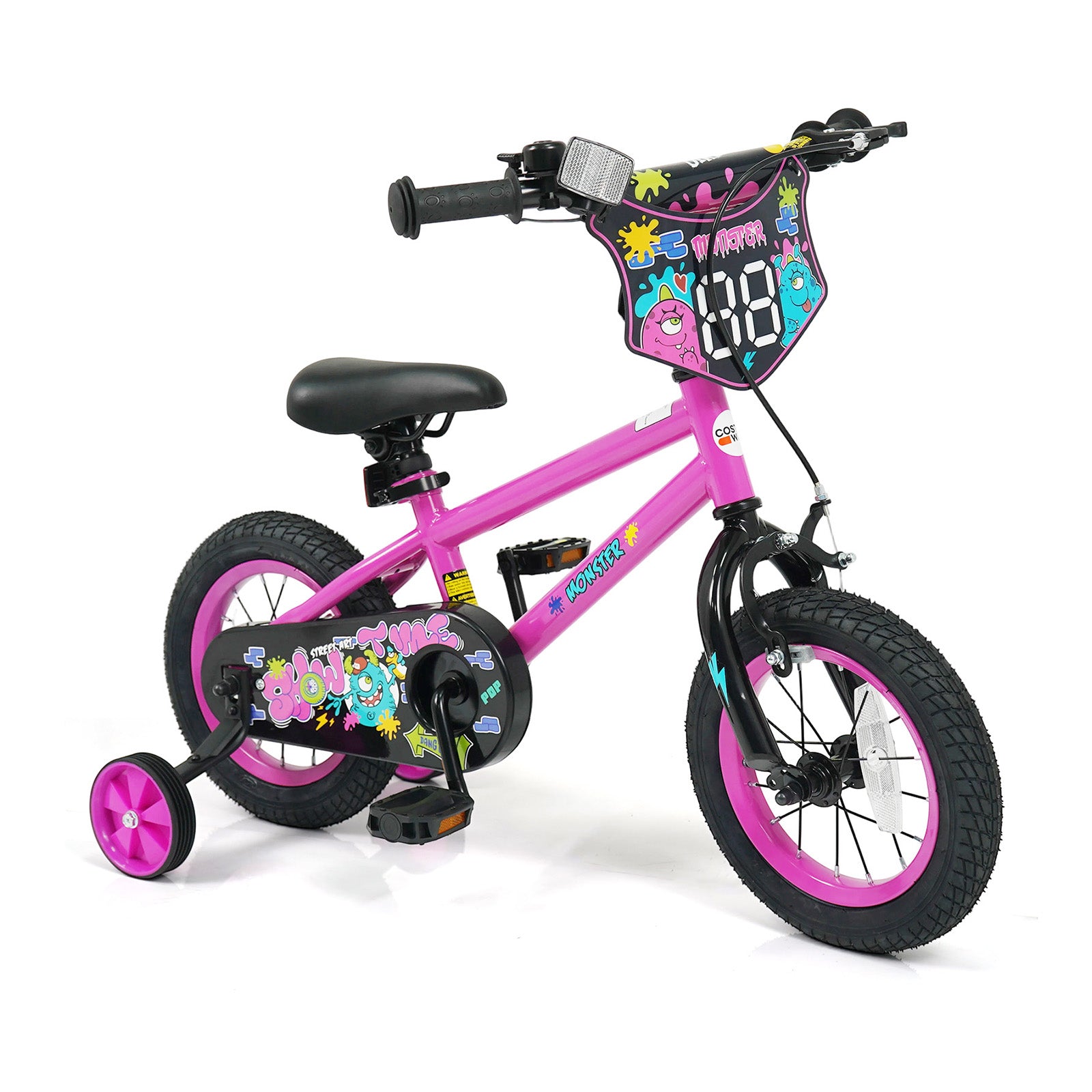 12 Inch Kids Bike with Training Wheels for Ages 3-4 Years Old Pink- Street Art Time, Pink Kids Bike Pink at Gallery Canada