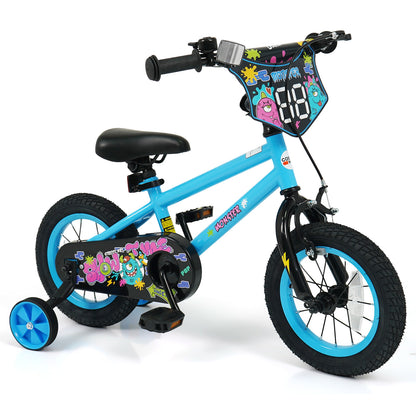 12 Inch Kids Bike with Training Wheels for Ages 3-8 Years Old Blue- Street Art Time, Blue Kids Bike at Gallery Canada