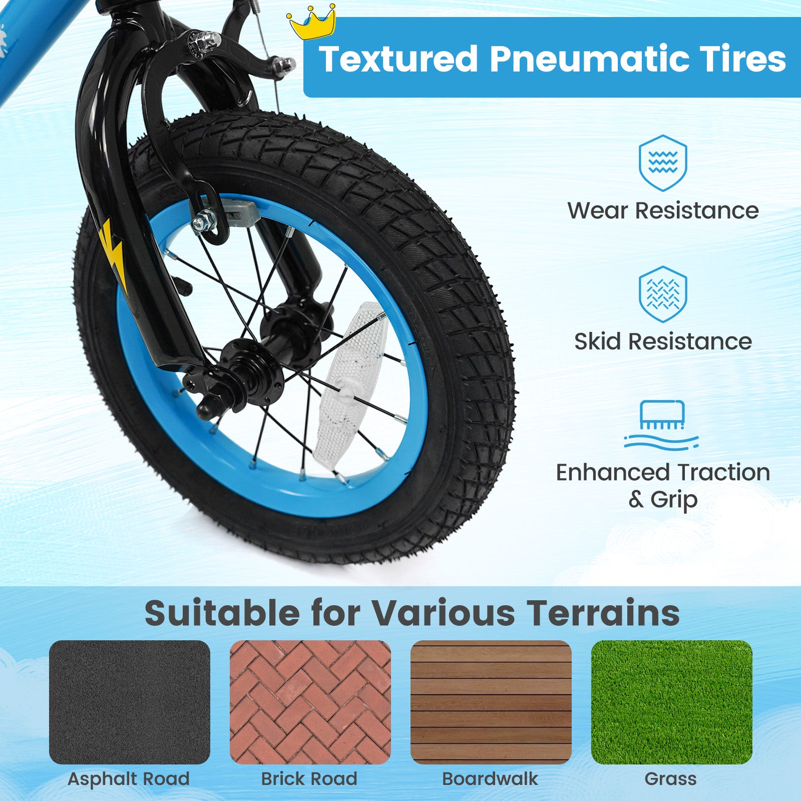 12 Inch Kids Bike with Training Wheels for Ages 3-8 Years Old Blue- Street Art Time, Blue Kids Bike at Gallery Canada
