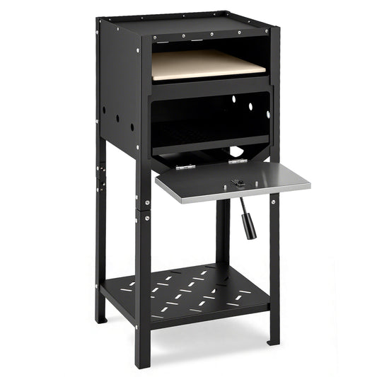 12 Inch Outdoor Pizza Oven with Ash Tray and Wood Storage, Black Outdoor Grills Black at Gallery Canada