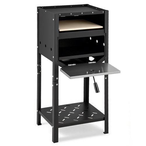 12 Inch Outdoor Pizza Oven with Ash Tray and Wood Storage, Black