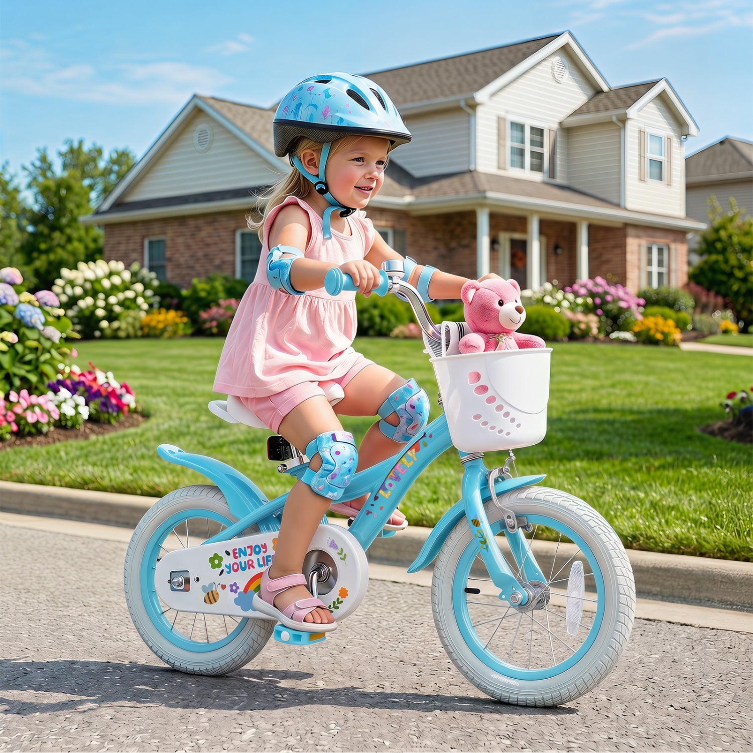 Girls Bike for 3-4 Years, Training Wheels, Basket, Blue Kids Bike at Gallery Canada