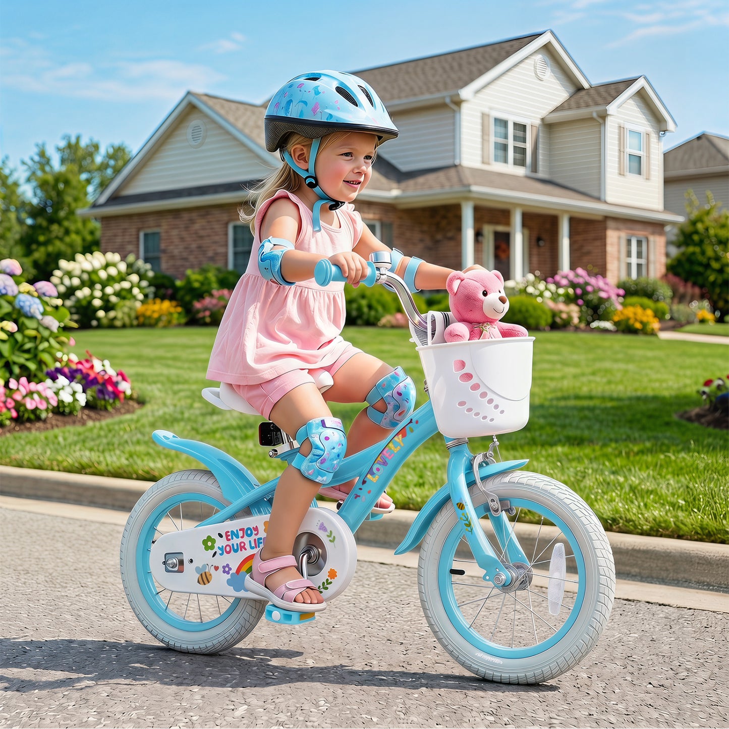 Girls Bike for 3-4 Years, Training Wheels, Basket, Blue Kids Bike at Gallery Canada