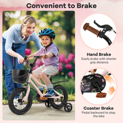 12 Inches Kids Bike With Basket, Adjustable Handlebar, Pink Kids Bike at Gallery Canada