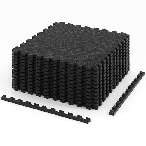 12 PCS Puzzle Exercise Mat, EVA Foam Interlocking Floor Tiles, Black