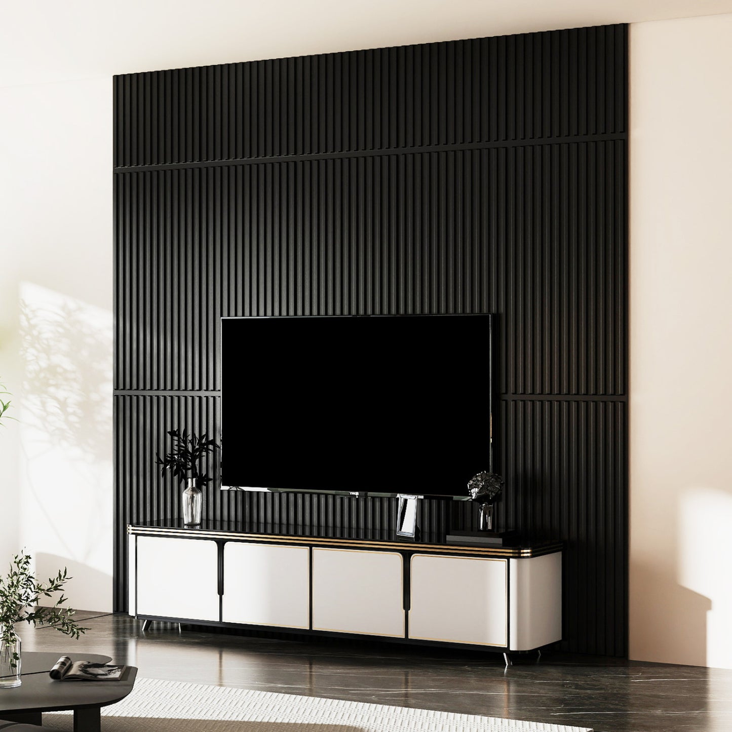 12-Pack PVC Slat Wall Panels, Interior Wall Decoration, Black Decorative Accessories at Gallery Canada