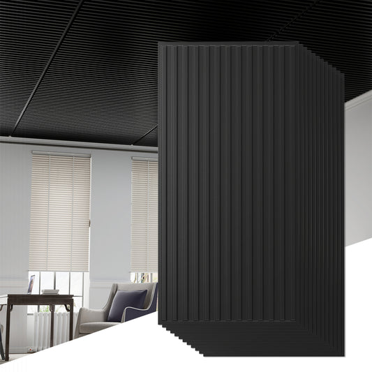 12-Pack PVC Slat Wall Panels, Interior Wall Decoration, Black Decorative Accessories Black at Gallery Canada