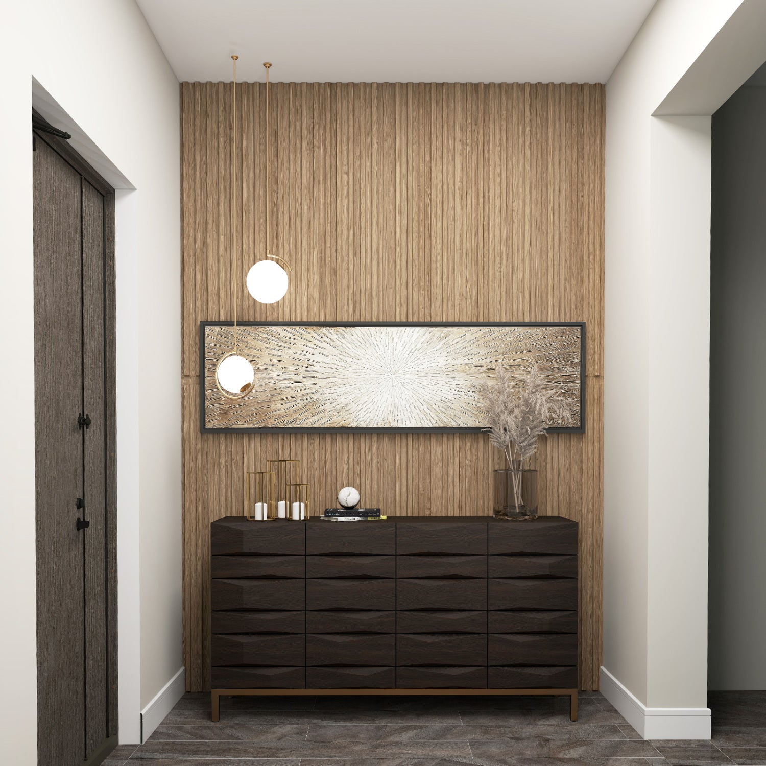 PVC Slat Wall Panels, 12-Pack, Interior Wall Decor, Walnut Decorative Accessories at Gallery Canada