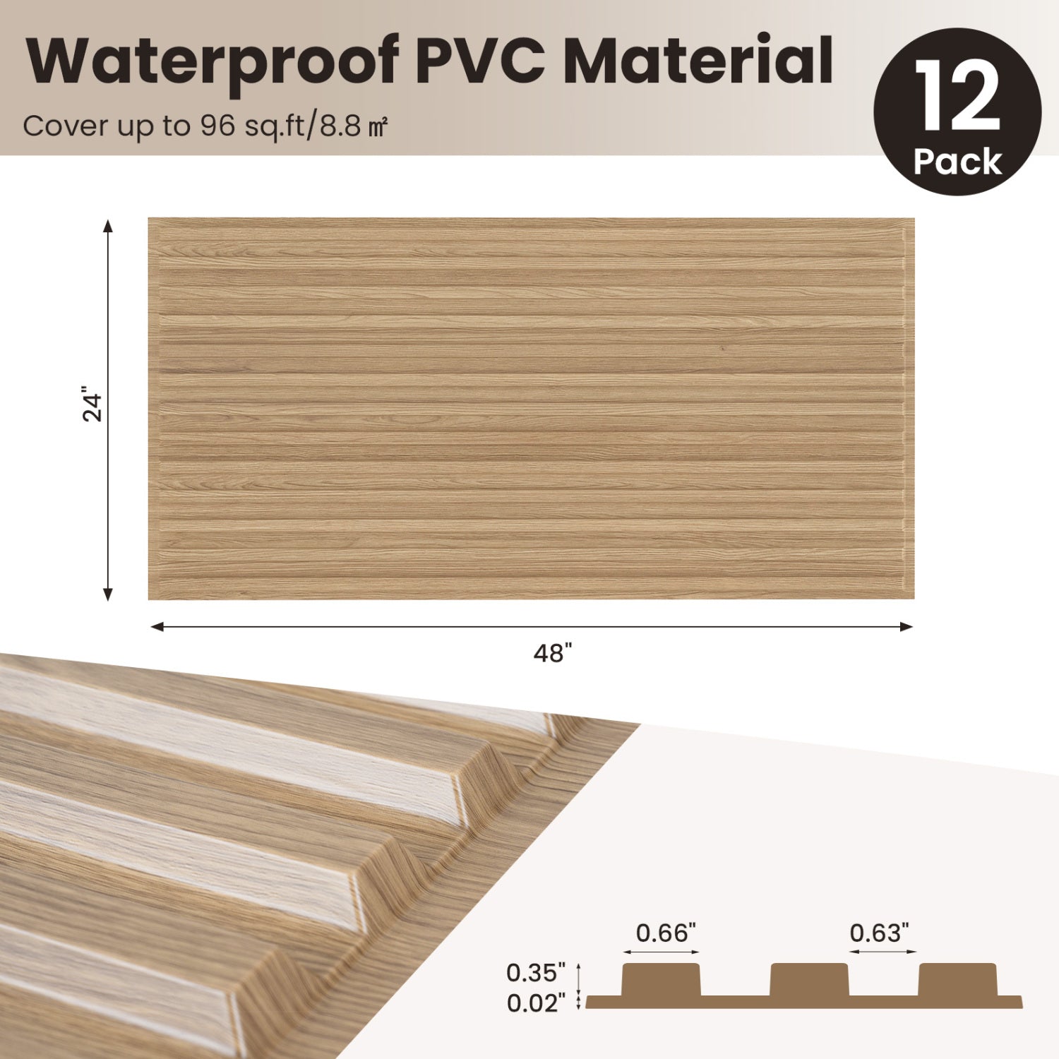 PVC Slat Wall Panels, 12-Pack, Interior Wall Decor, Walnut Decorative Accessories at Gallery Canada