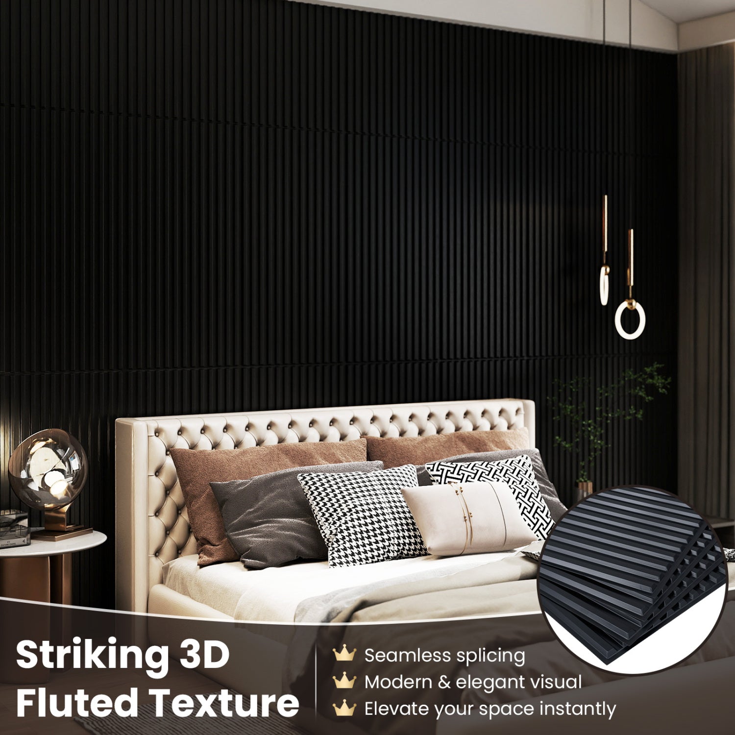 12-Pack PVC Slat Wall Panels, Interior Wall Decoration, Black Decorative Accessories at Gallery Canada
