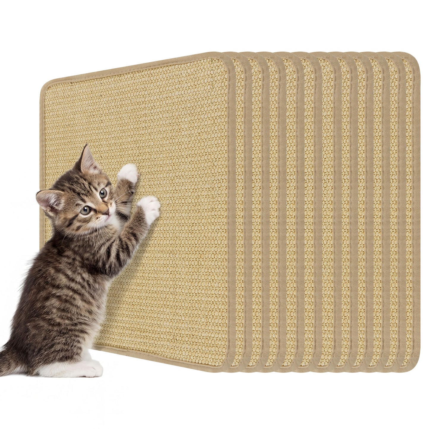 Cat Scratcher Mat Set, 12 Pieces 16 x 12 Inch, Natural Sisal Pads Cat Trees Condos & Scratchers Natural at Gallery Canada