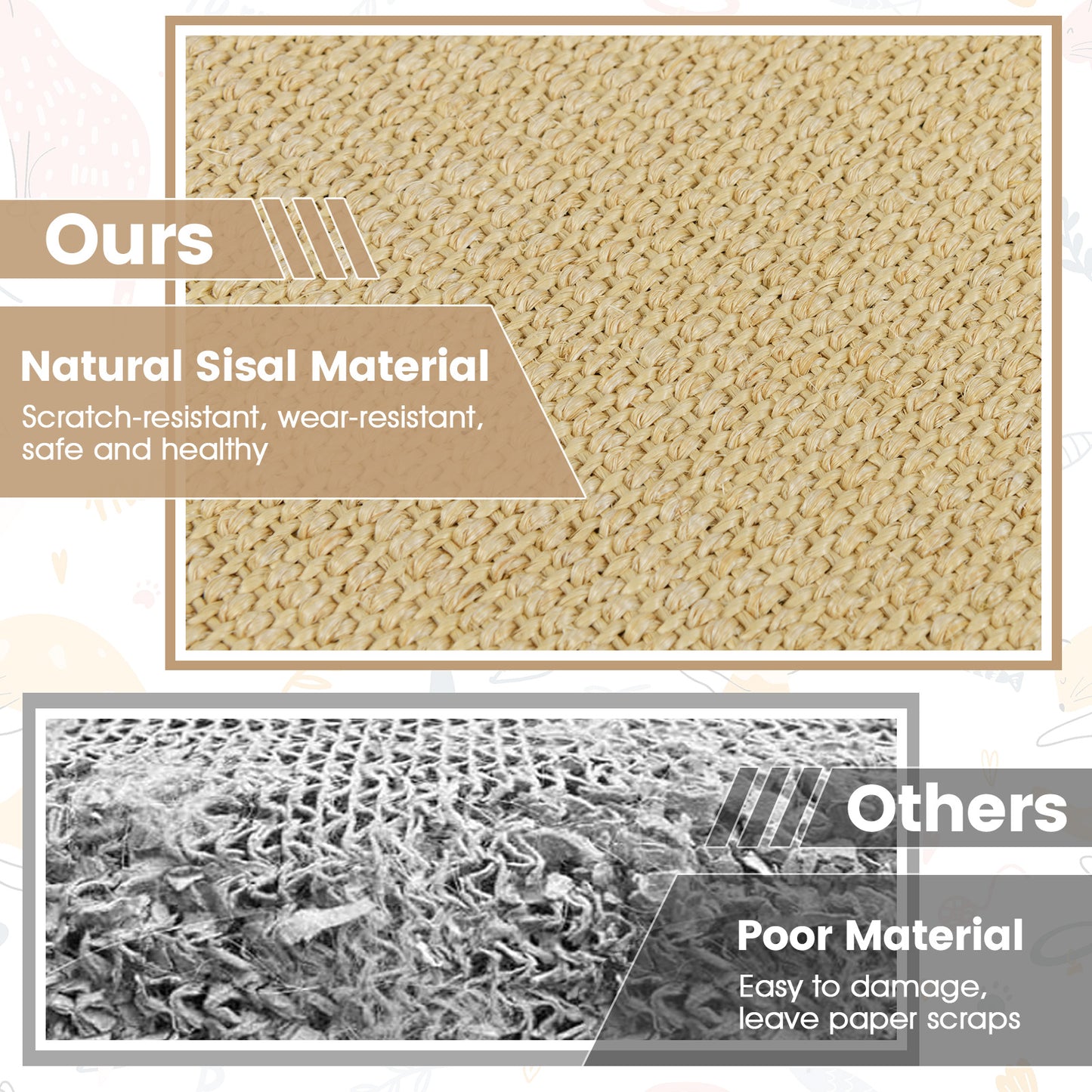 Cat Scratcher Mat Set, 12 Pieces 16 x 12 Inch, Natural Sisal Pads Cat Trees Condos & Scratchers at Gallery Canada