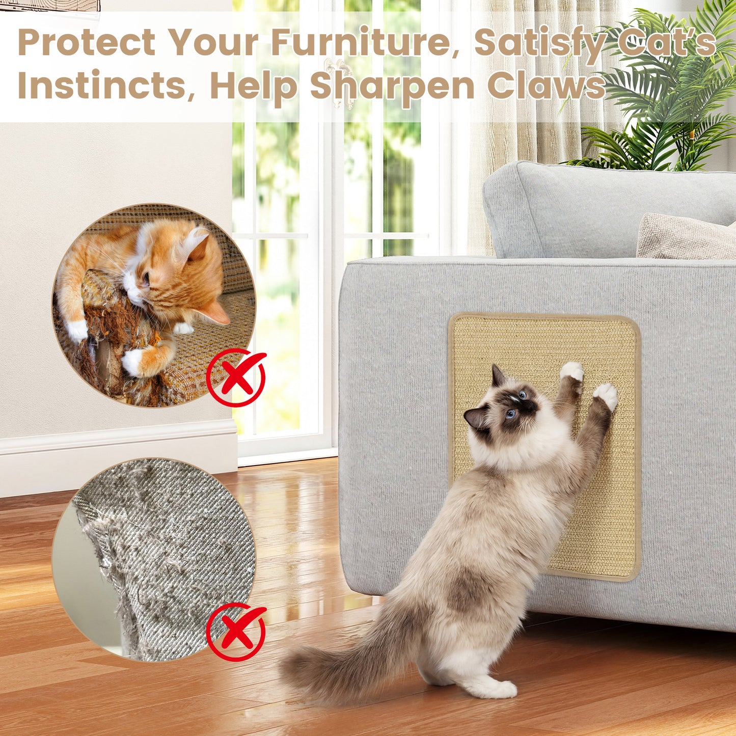 Cat Scratcher Mat Set, 12 Pieces 16 x 12 Inch, Natural Sisal Pads Cat Trees Condos & Scratchers at Gallery Canada