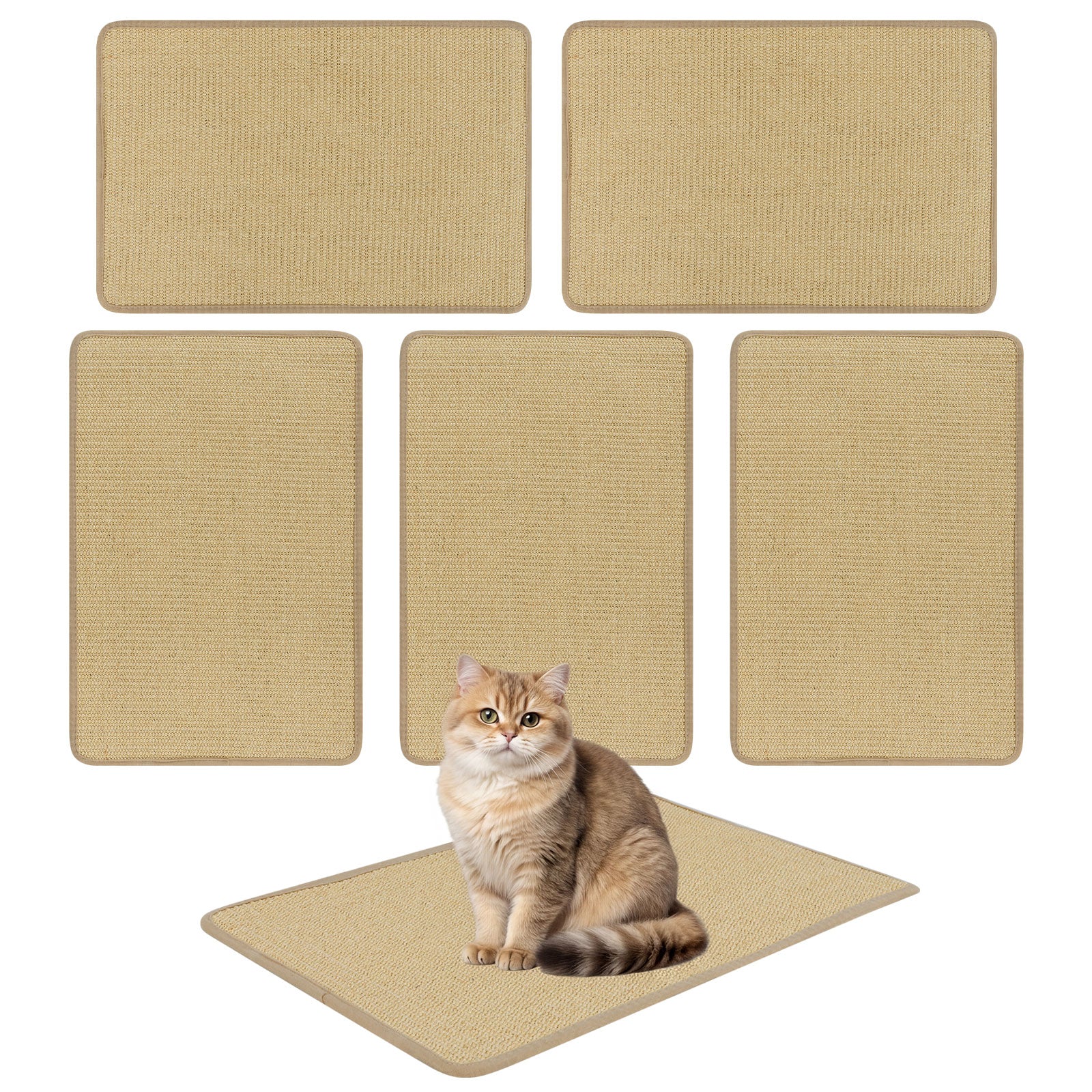 Cat Scratcher Mat Set, 12 Pieces, 24 x 16 Inch, Natural Sisal Cat Trees Condos & Scratchers at Gallery Canada