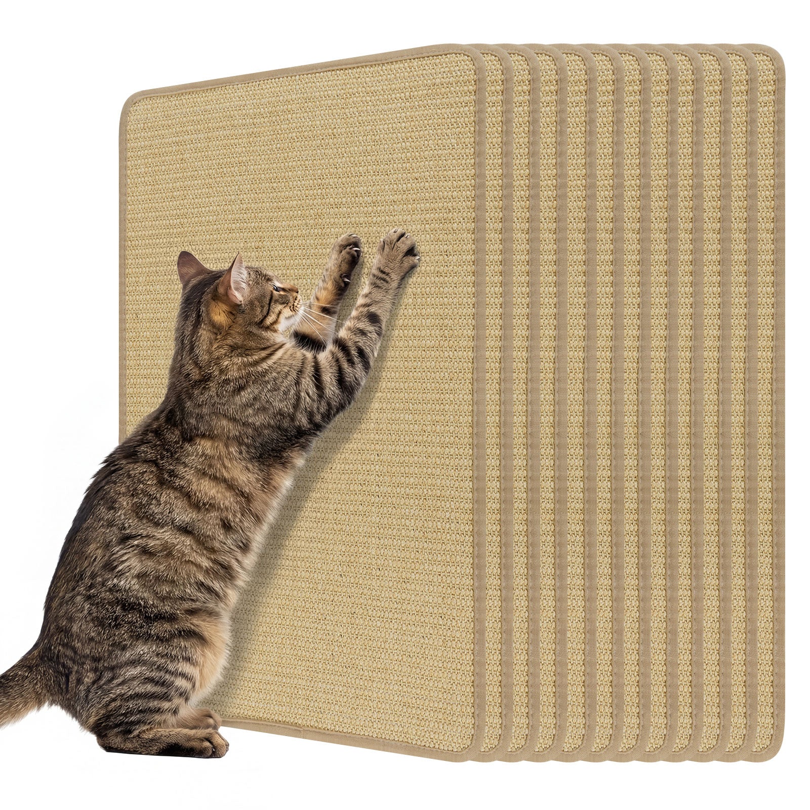 Cat Scratcher Mat Set, 12 Pieces, 24 x 16 Inch, Natural Sisal Cat Trees Condos & Scratchers Natural at Gallery Canada