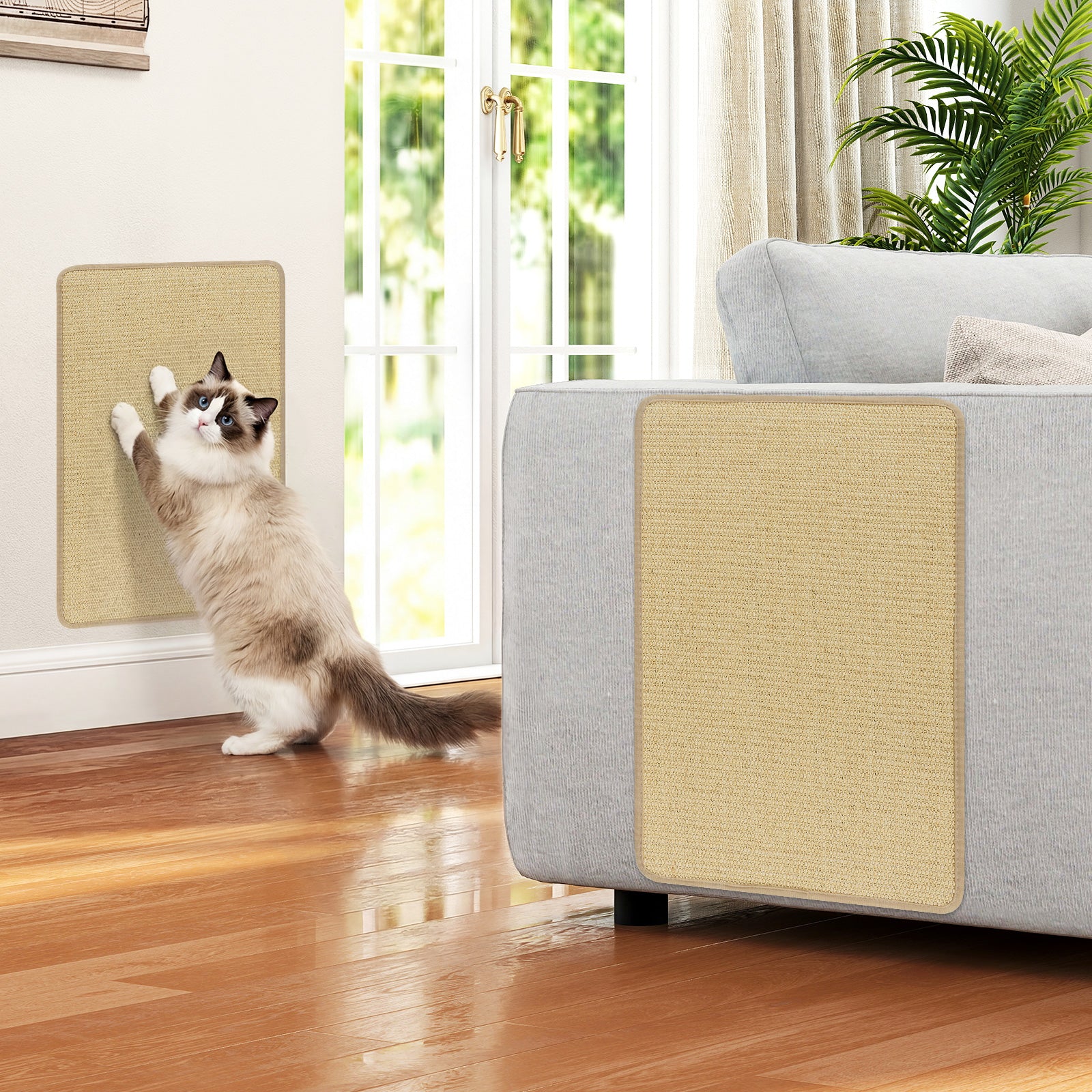 Cat Scratcher Mat Set, 12 Pieces, 24 x 16 Inch, Natural Sisal Cat Trees Condos & Scratchers at Gallery Canada