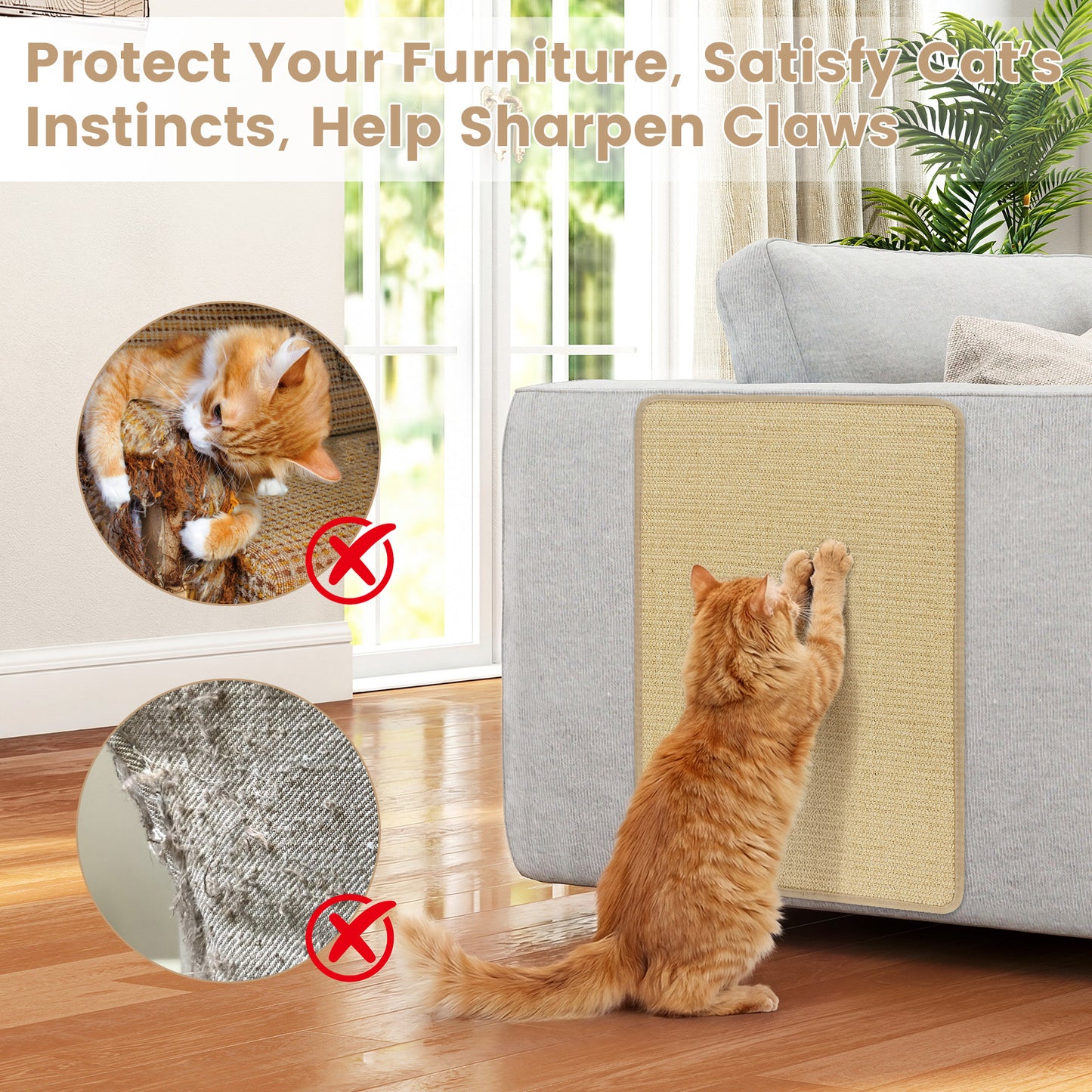 Cat Scratcher Mat Set, 12 Pieces, 24 x 16 Inch, Natural Sisal Cat Trees Condos & Scratchers at Gallery Canada