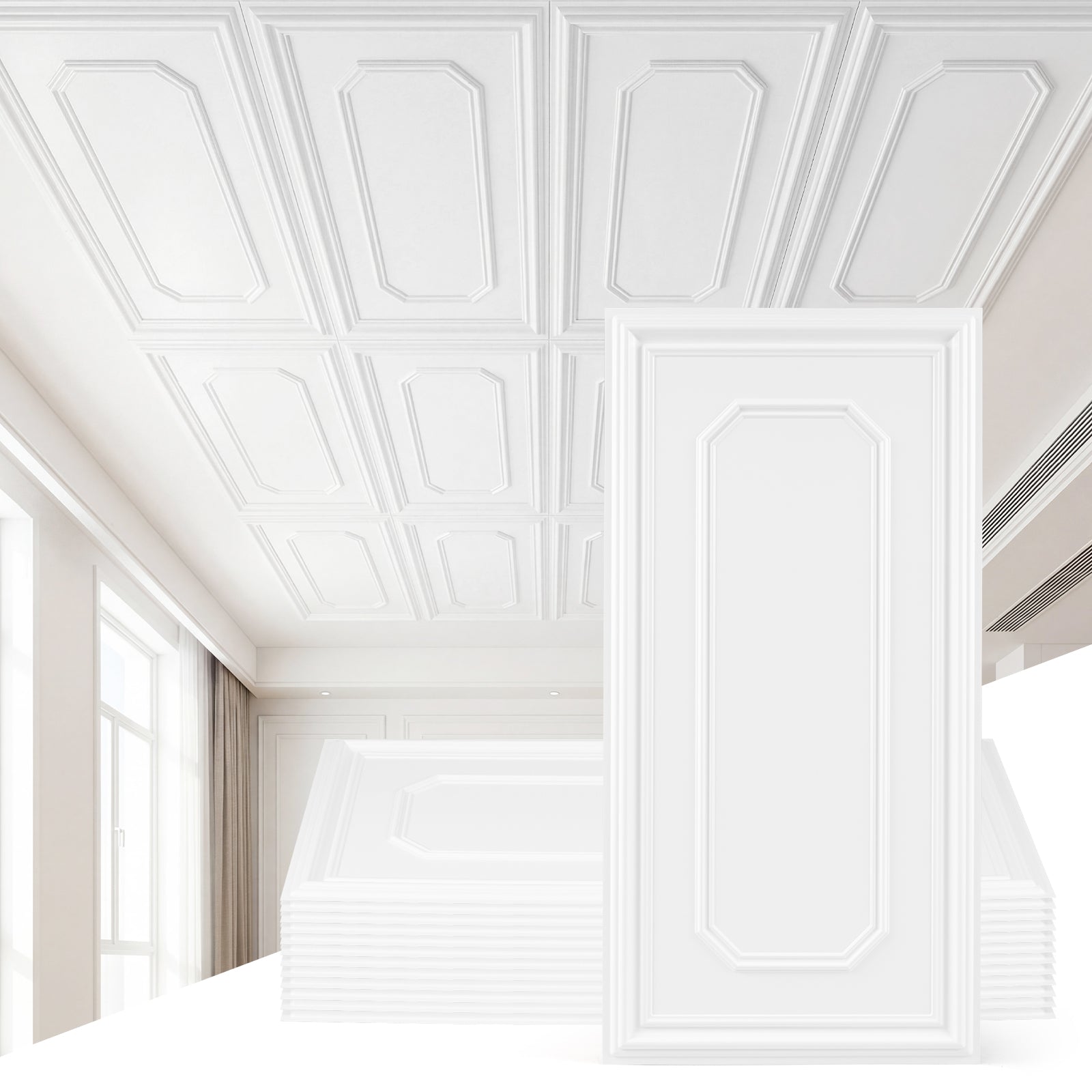 12 Pieces PVC Ceiling Tiles, Decorative Ceiling Covering Panels Decorative Accessories at Gallery Canada