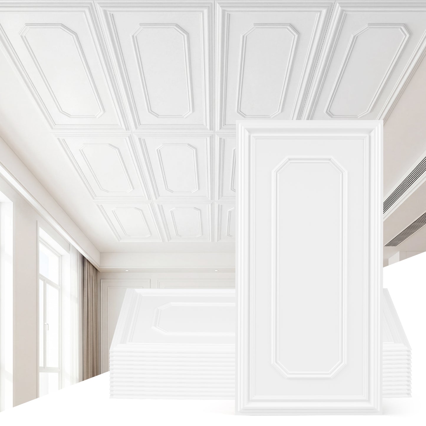 12 Pieces PVC Ceiling Tiles, Decorative Ceiling Covering Panels Decorative Accessories at Gallery Canada