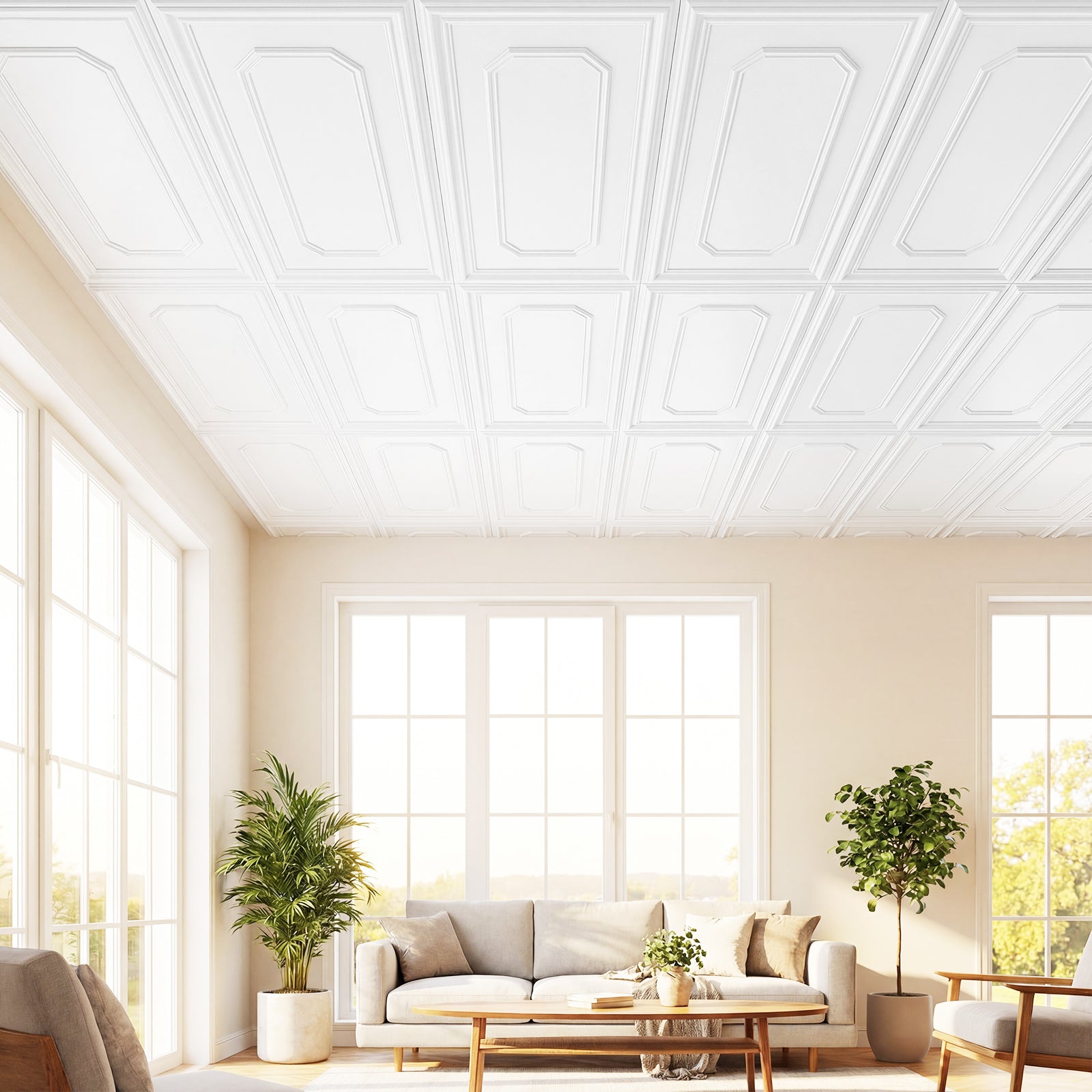 12 Pieces PVC Ceiling Tiles, Decorative Ceiling Covering Panels Decorative Accessories at Gallery Canada