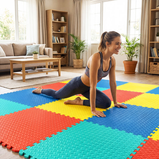 12 Piece Puzzle Interlocking Flooring Mat, Multicolor Baby Gyms & Playmats Multicolor at Gallery Canada