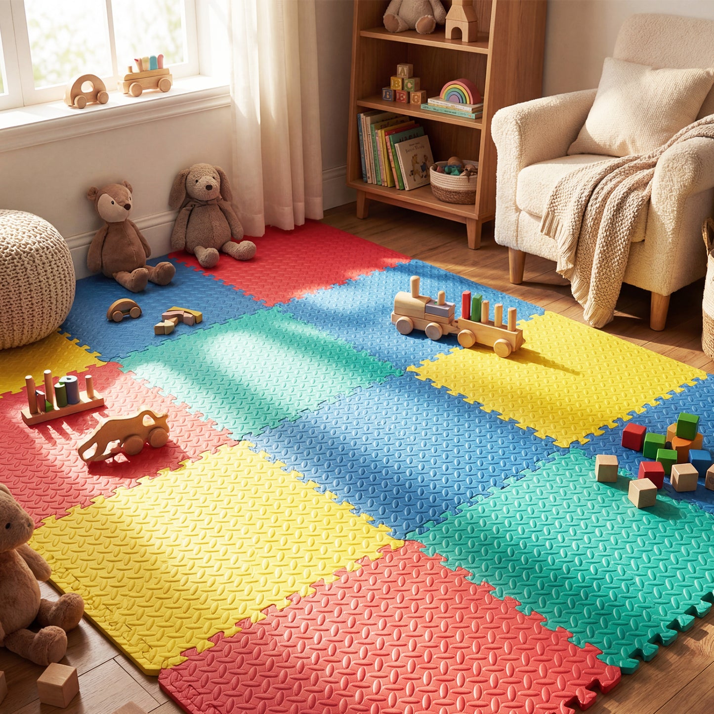 12 Piece Puzzle Interlocking Flooring Mat, Multicolor Baby Gyms & Playmats at Gallery Canada