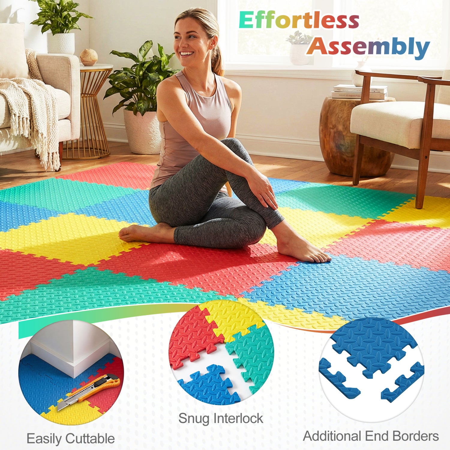 12 Piece Puzzle Interlocking Flooring Mat, Multicolor Baby Gyms & Playmats at Gallery Canada
