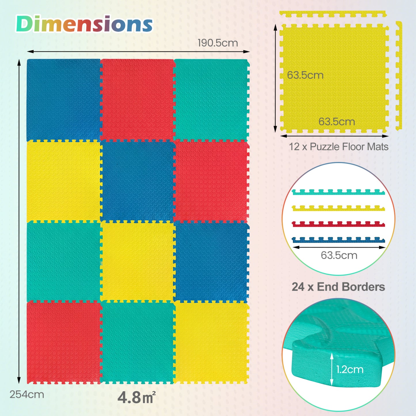 12 Piece Puzzle Interlocking Flooring Mat, Multicolor Baby Gyms & Playmats at Gallery Canada