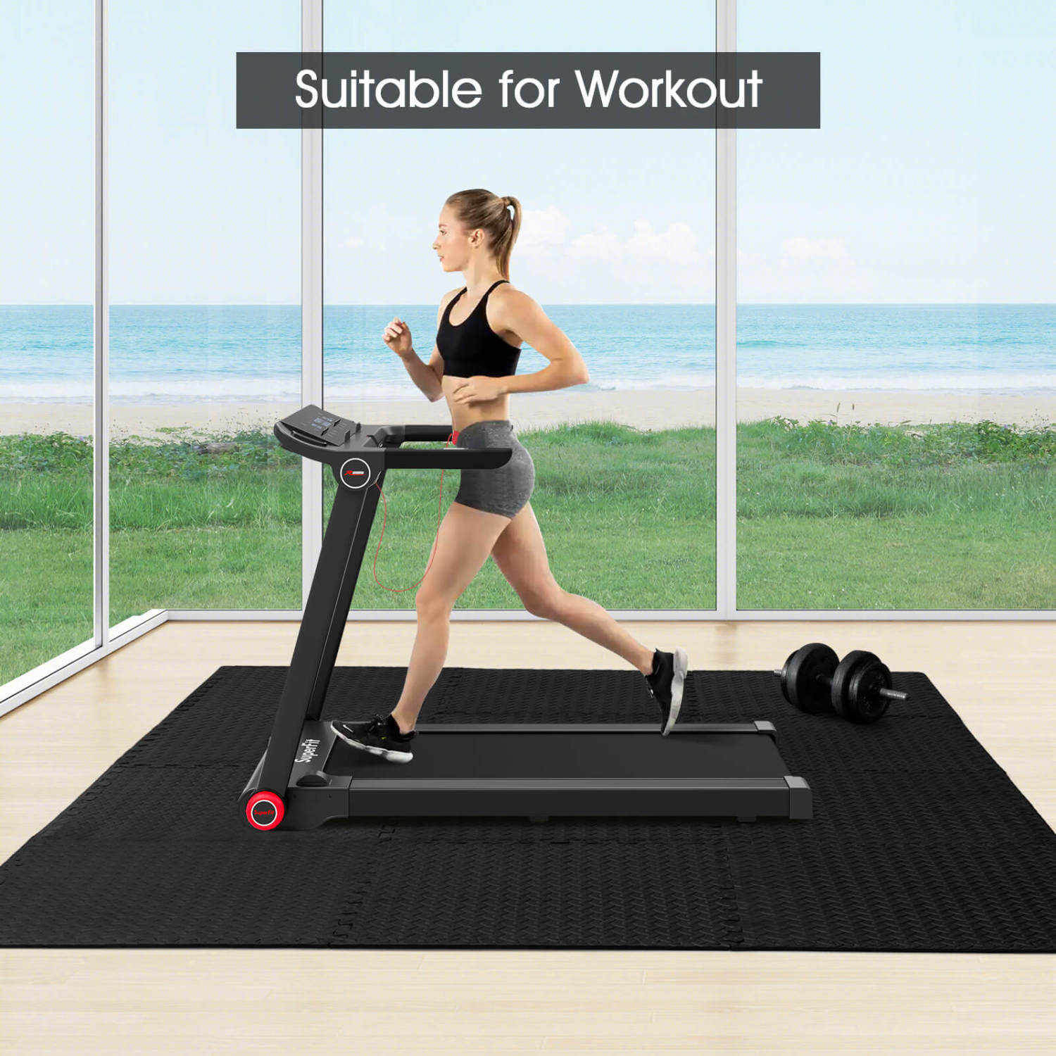12 Pieces Interlocking Flooring Mat, Anti-Slip Waterproof, Black Baby Gyms & Playmats at Gallery Canada