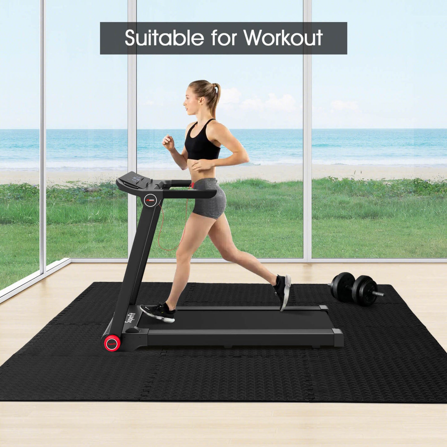 12 Pieces Interlocking Flooring Mat, Anti-Slip Waterproof, Black Baby Gyms & Playmats at Gallery Canada
