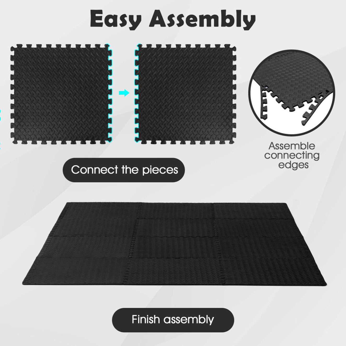 12 Pieces Interlocking Flooring Mat, Anti-Slip Waterproof, Black Baby Gyms & Playmats at Gallery Canada