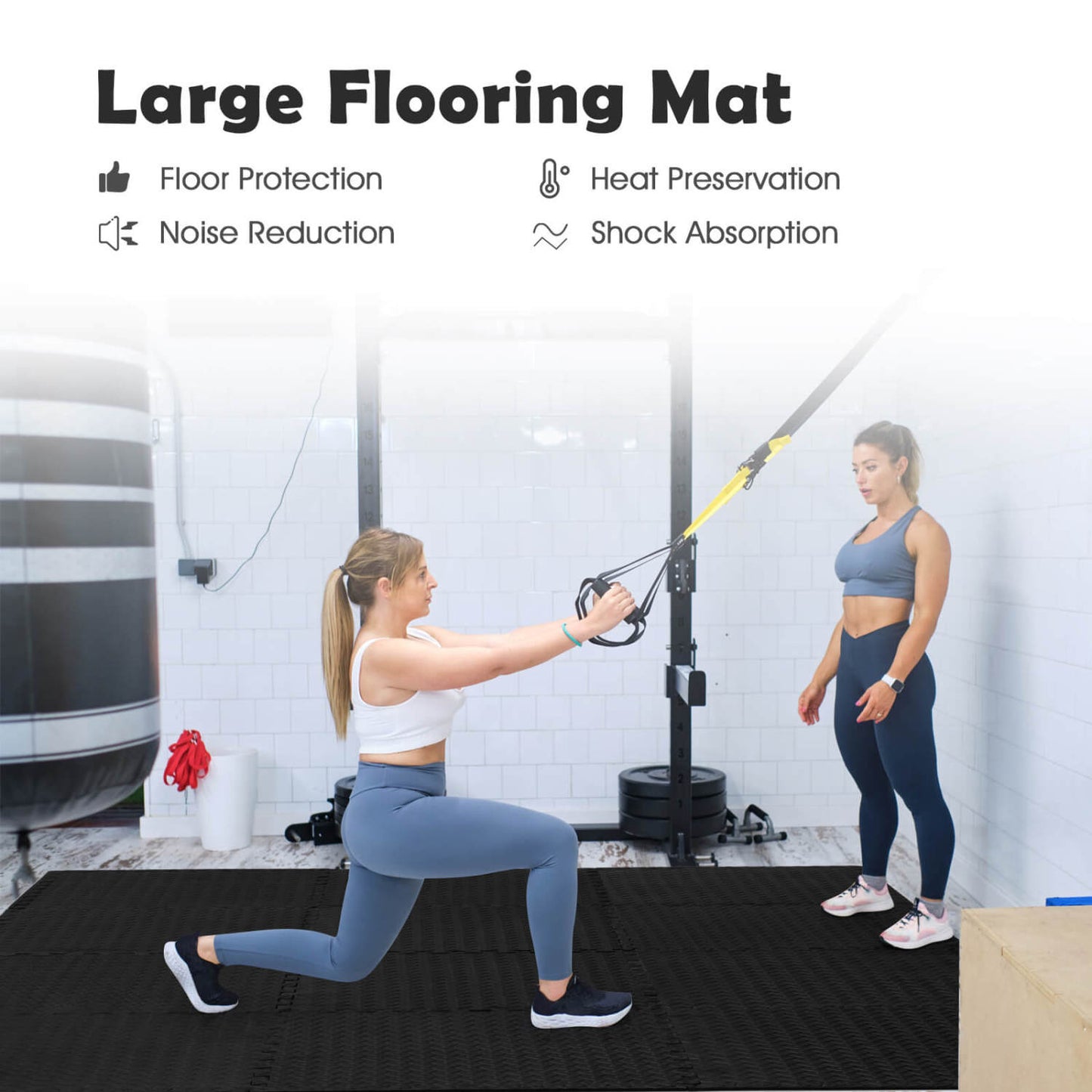 12 Pieces Interlocking Flooring Mat, Anti-Slip Waterproof, Black Baby Gyms & Playmats at Gallery Canada