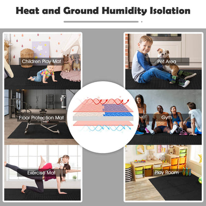 12 Pieces Interlocking Flooring Mat, Anti-Slip Waterproof, Black Baby Gyms & Playmats at Gallery Canada