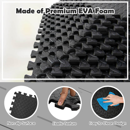 12 Pieces Interlocking Flooring Mat, Anti-Slip Waterproof, Black Baby Gyms & Playmats at Gallery Canada