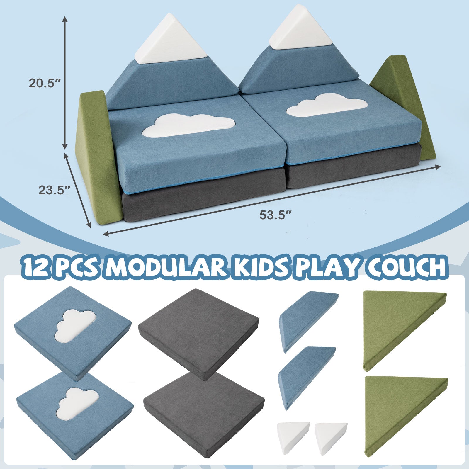 12 Pieces Snow Mountain Theme Toddler Foam Building Fort Kids Chairs & Seating at Gallery Canada