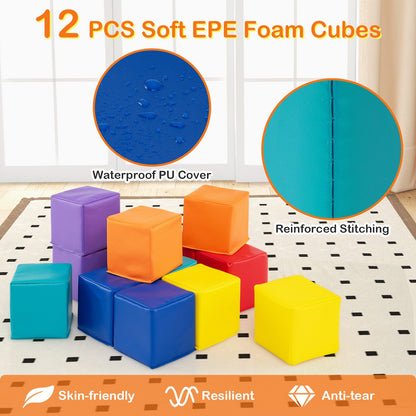 12 Pieces Soft Foam Building Blocks Climbing Foam Cubes Set for Kids, Multicolor Climbers & Slides at Gallery Canada