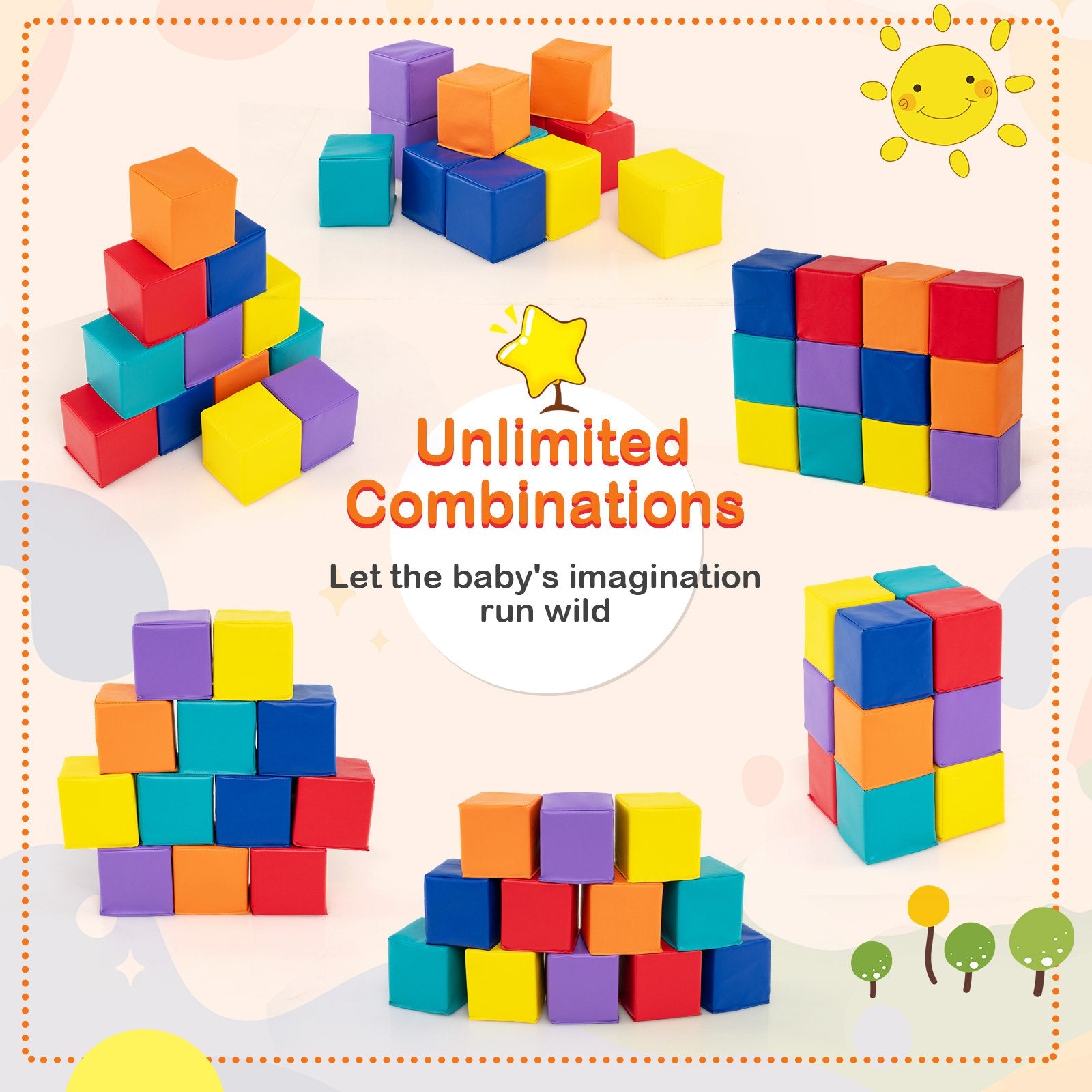 12 Pieces Soft Foam Building Blocks Climbing Foam Cubes Set for Kids, Multicolor Climbers & Slides at Gallery Canada