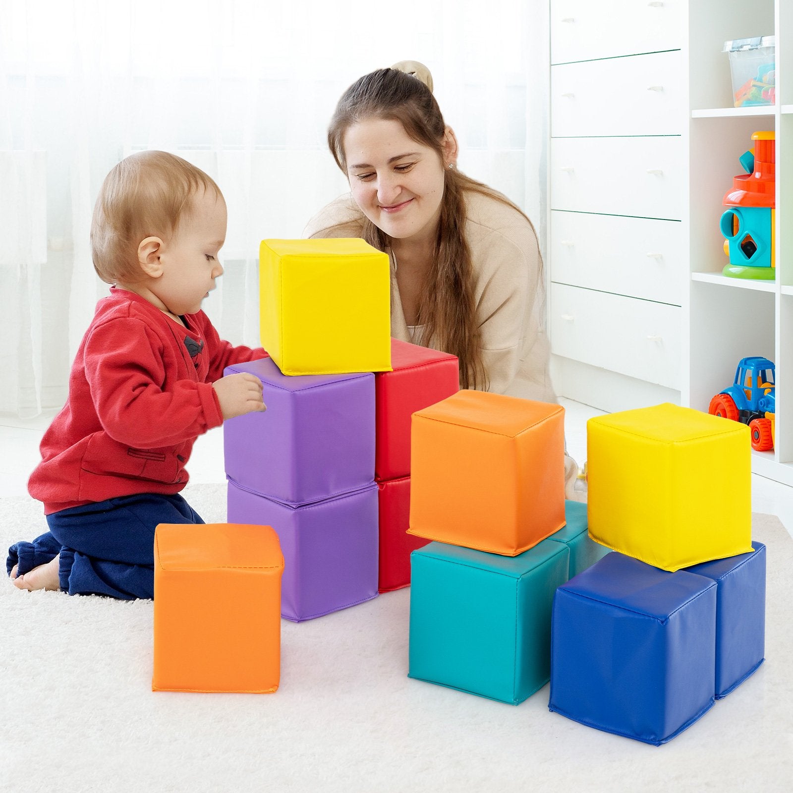 12 Pieces Soft Foam Building Blocks Climbing Foam Cubes Set for Kids, Multicolor Climbers & Slides at Gallery Canada